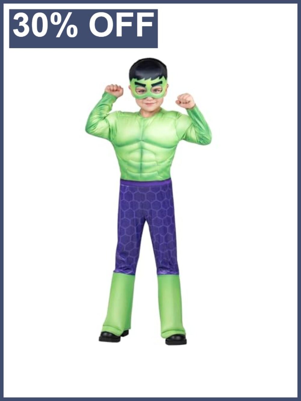 Marvel Hulk Toddler Padded Jumpsuit Costume with Mask, 3T-4T